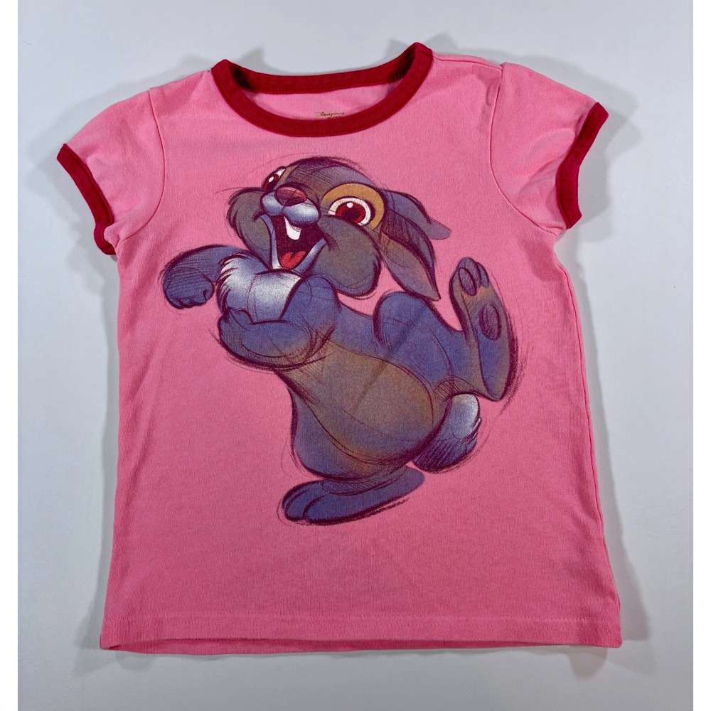 Vintage Y2K Thumper Bambi Shirt Disney Store Ringer Tee Graphic Pink Girls M